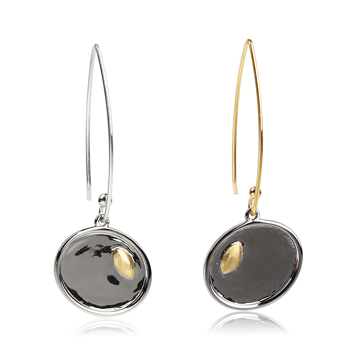 925 Sterling Silver Unique Two Tone Plating Earring Hook