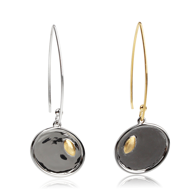 925 Sterling Silver Unique Two Tone Plating Earring Hook