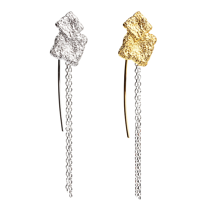 925 Sterling Silver Unique Hammered Earring Stud