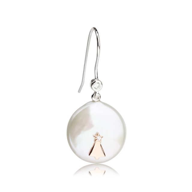 925 Sterling Silver Baroque Pearl With Christmas Tree Decoration Ear Hook