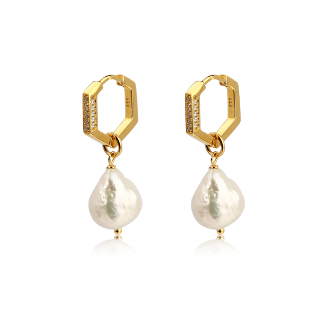 925 Sterling Silver Unique Fashion Gold Plated Chic Earrings