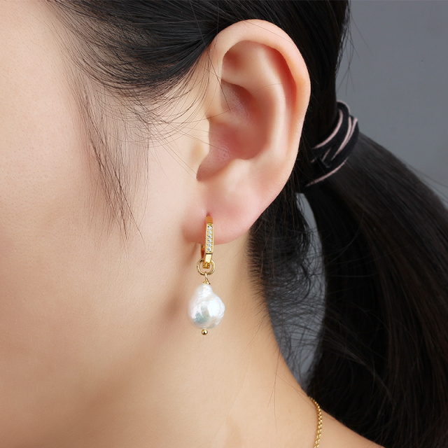 925 Sterling Silver Unique Fashion Gold Plated Chic Earrings