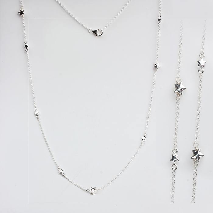 925 Sterling Silver Star Long Women Necklace