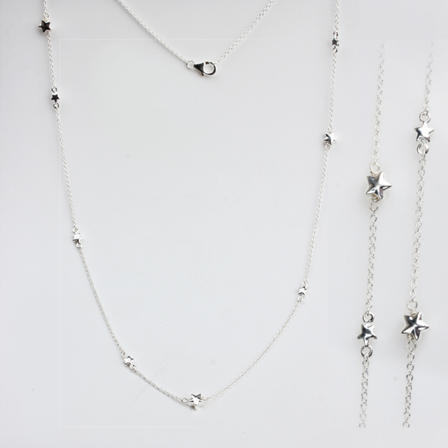 925 Sterling Silver Star Long Women Necklace
