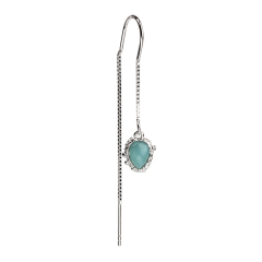 925 Sterling Silver Stones Chain Earring/Stones Changeable