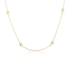 925 Sterling Silver Gold Satellite Chain Necklace with Mariner Links