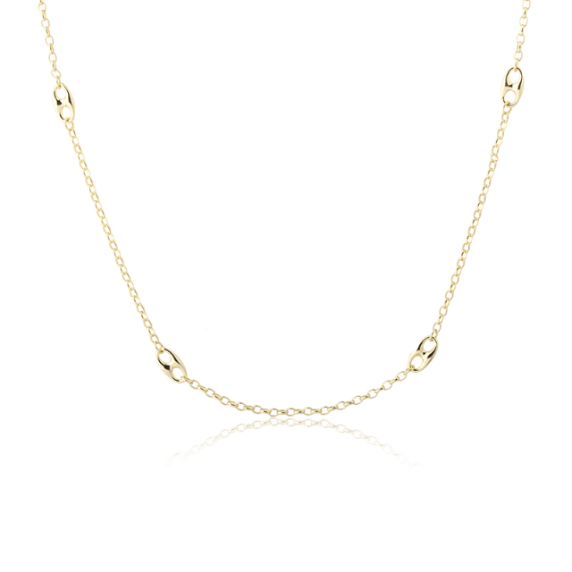 925 Sterling Silver Gold Satellite Chain Necklace with Mariner Links