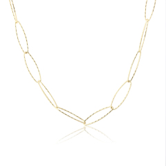 925 Sterling Silver Gold Textured Paperclip Chain Necklace
