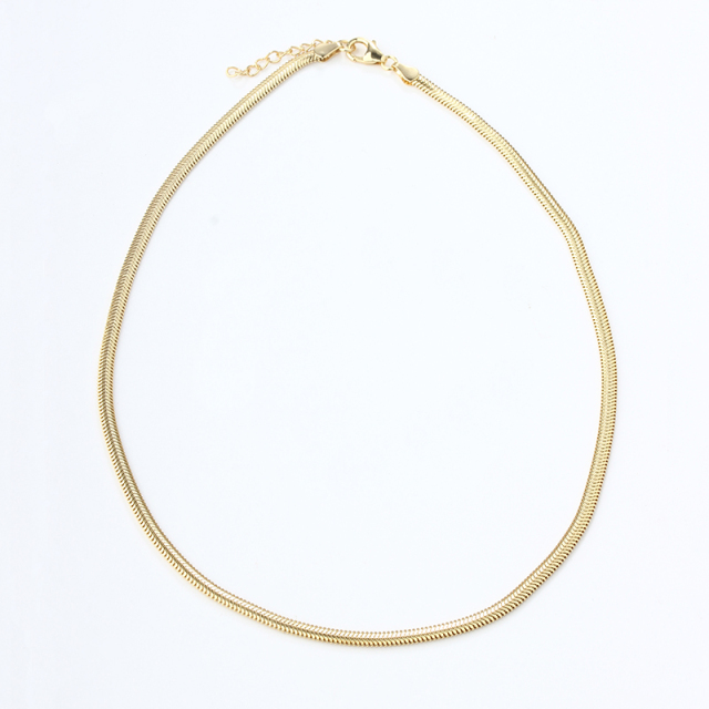 925 Sterling Silver Gold Herringbone Chain Choker Necklace