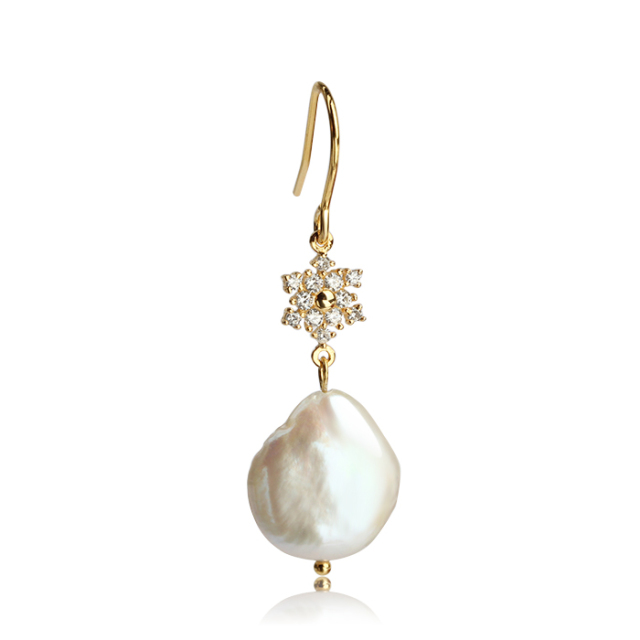 925 Sterling Silver Unique Baroque Pearl Jewelry Earrings For Women