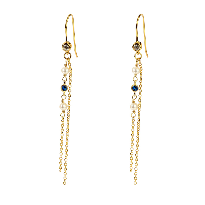 925 Sterling Silver CZ Chain Earring Hooks