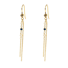 925 Sterling Silver CZ Chain Earring Hooks
