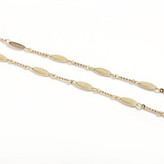 18K Gold PVD Plated Stainless Steel Hollow Leaf Mixed Link DIY Jewelry Chain