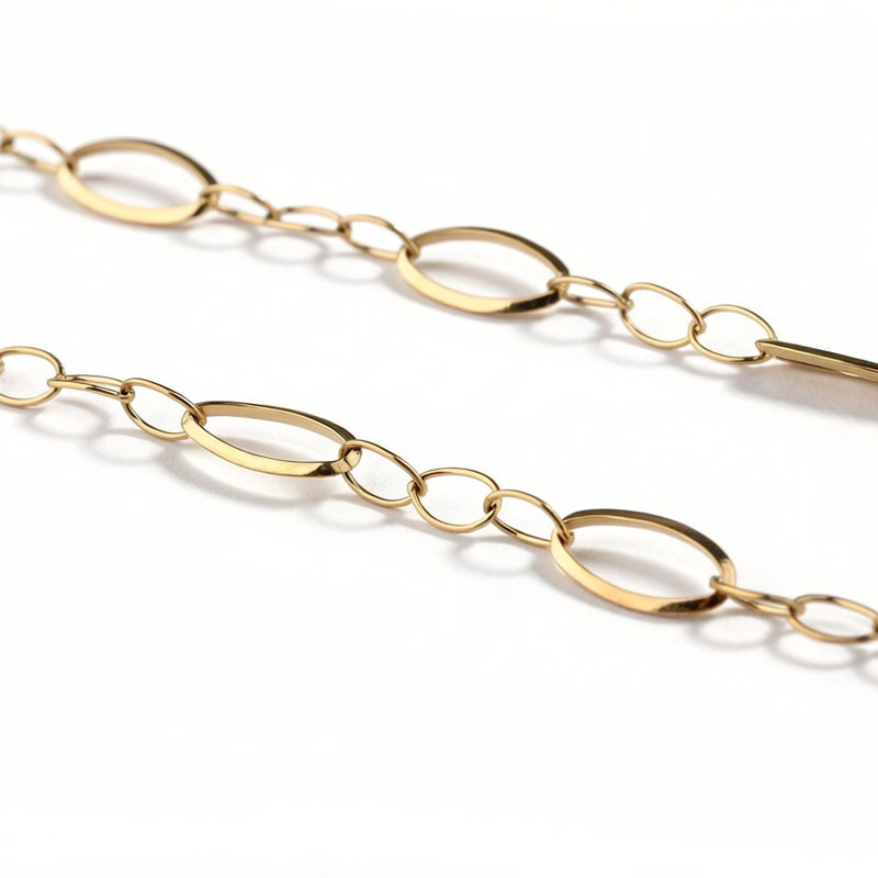 18K Gold PVD Plated Stainless Steel Mixed Size Oval Link DIY Jewelry Chain