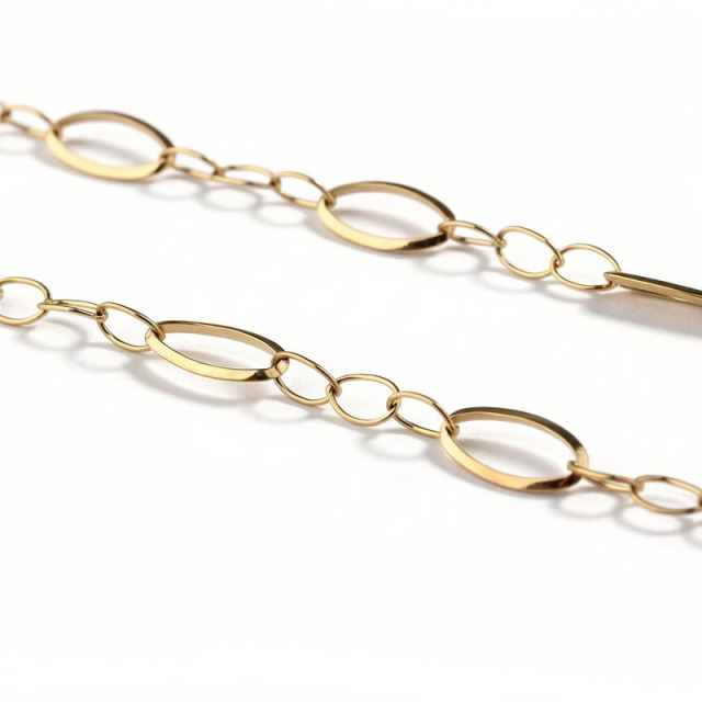 18K Gold PVD Plated Stainless Steel Mixed Size Oval Link DIY Jewelry Chain