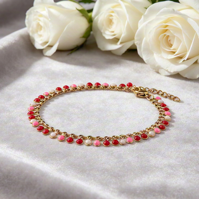 18K Gold PVD Plated Stainless Steel Colorful Enamel Bracelet