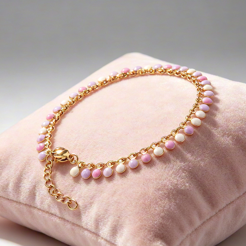 18K Gold PVD Plated Stainless Steel Colorful Enamel Bracelet