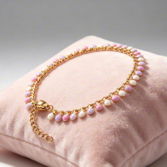 18K Gold PVD Plated Stainless Steel Colorful Enamel Bracelet