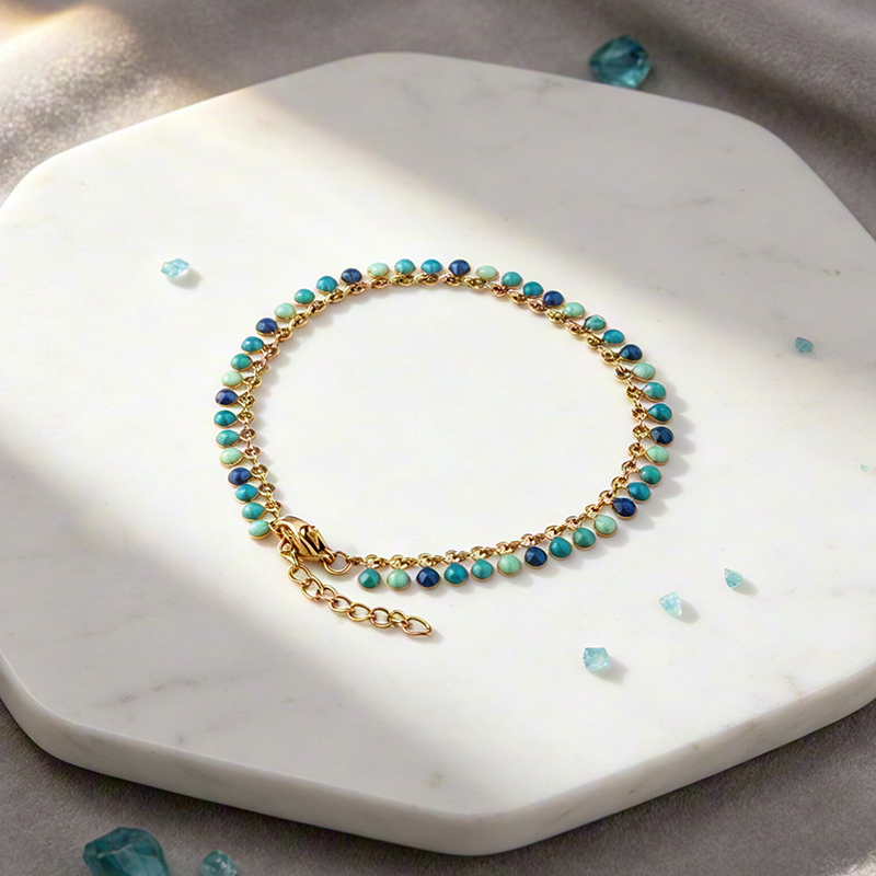 18K Gold PVD Plated Stainless Steel Colorful Enamel Bracelet