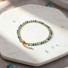 18K Gold PVD Plated Stainless Steel Colorful Enamel Bracelet