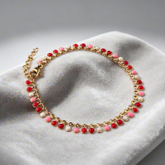 18K Gold PVD Plated Stainless Steel Colorful Enamel Bracelet