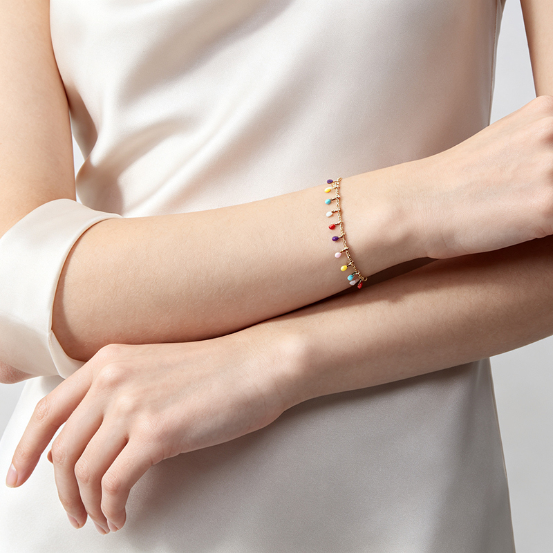 18K Gold PVD Plated Stainless Steel Colorful Enamel Bracelet