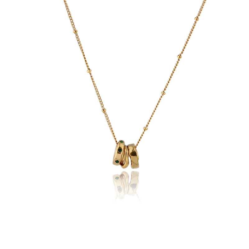 18K Gold PVD Plated Stainless Steel Intertwined Rings Necklace