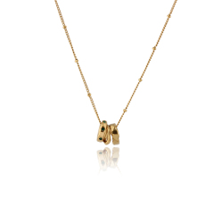 18K Gold PVD Plated Stainless Steel Intertwined Rings Necklace
