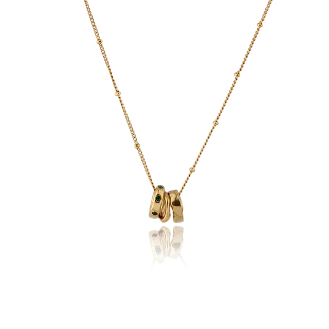 18K Gold PVD Plated Stainless Steel Intertwined Rings Necklace
