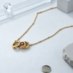 18K Gold PVD Plated Stainless Steel Intertwined Rings Necklace