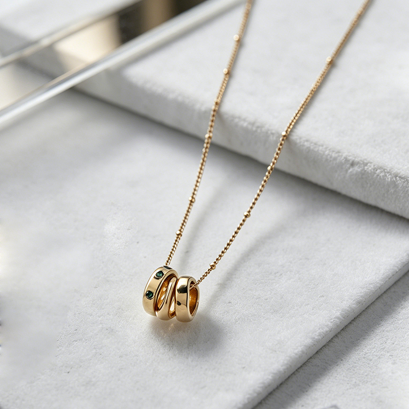 18K Gold PVD Plated Stainless Steel Intertwined Rings Necklace