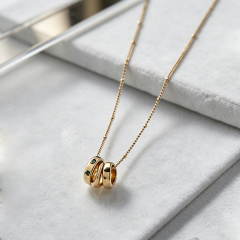 18K Gold PVD Plated Stainless Steel Intertwined Rings Necklace