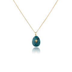 18K Gold PVD Plated Stainless Steel Teardrop Stone North Star Necklace