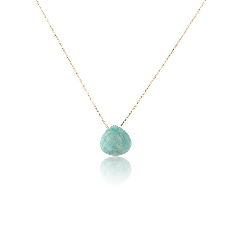 18K Gold PVD Plated Stainless Steel Natural Amazonite Necklace
