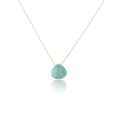 18K Gold PVD Plated Stainless Steel Natural Amazonite Necklace