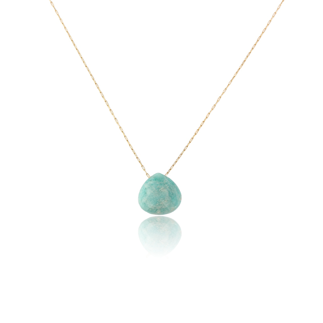 18K Gold PVD Plated Stainless Steel Natural Amazonite Necklace