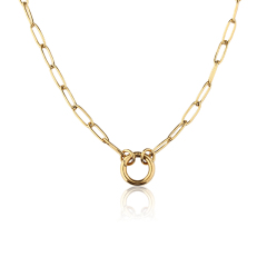 18K Gold PVD Plated Stainless Steel Interlock Circle Paperclip Necklace