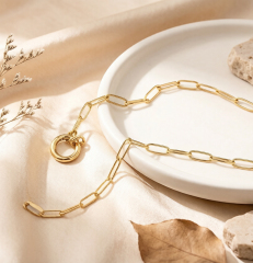 18K Gold PVD Plated Stainless Steel Interlock Circle Paperclip Necklace