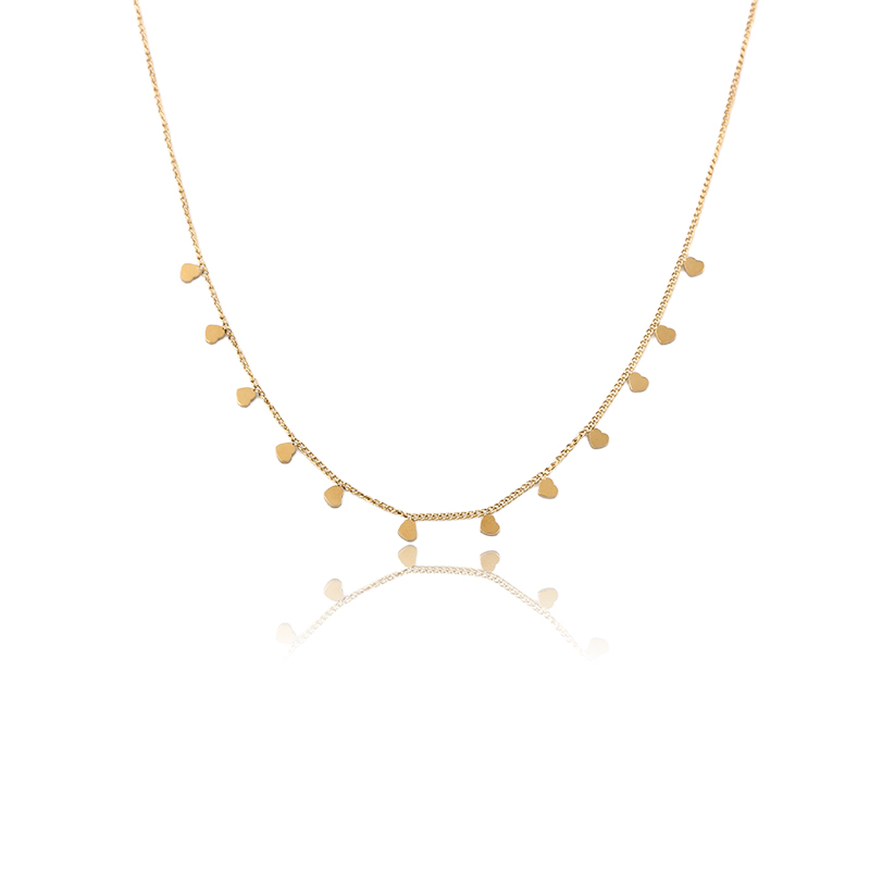 18K Gold PVD Plated Stainless Steel Mini Dangling Hearts Necklace