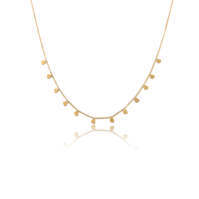18K Gold PVD Plated Stainless Steel Mini Dangling Hearts Necklace