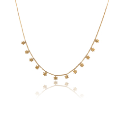 18K Gold PVD Plated Stainless Steel Mini Star Flower Dangling Necklace