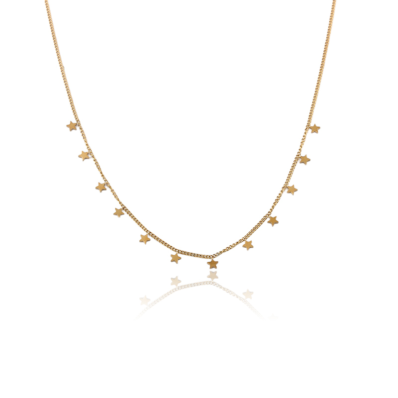 18K Gold PVD Plated Stainless Steel Mini Star Dangling Necklace