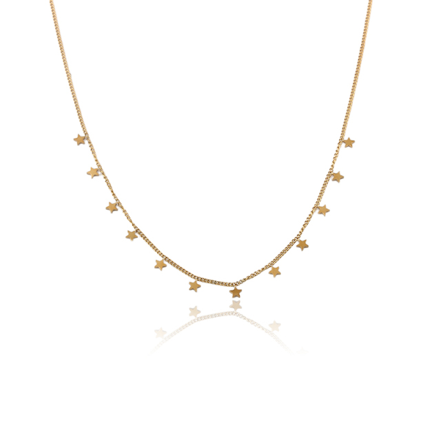 18K Gold PVD Plated Stainless Steel Mini Star Dangling Necklace