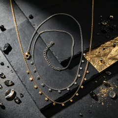 18K Gold PVD Plated Stainless Steel Mini Star Dangling Necklace