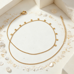 18K Gold PVD Plated Stainless Steel Mini Star Dangling Necklace