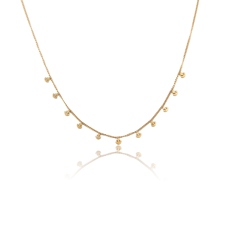 18K Gold PVD Plated Stainless Steel Mini Anchor Dangling Necklace
