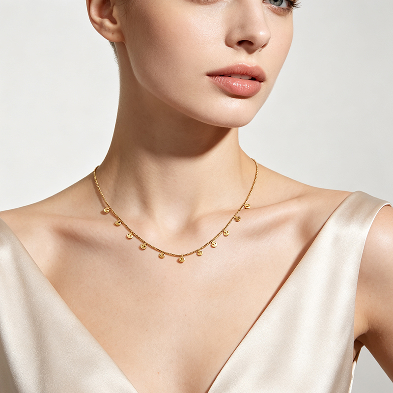 18K Gold PVD Plated Stainless Steel Mini Anchor Dangling Necklace