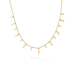 18K Gold PVD Plated Stainless Steel Sunburst Bar Dangling Necklace