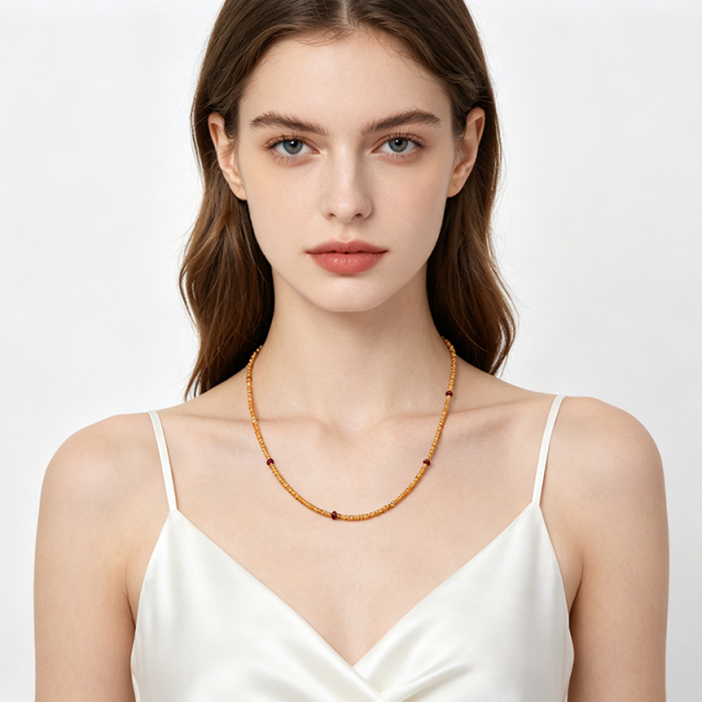 925 Sterling Silver garnet necklace with Customizable Chain Length