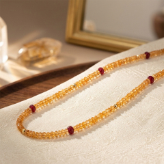 925 Sterling Silver garnet necklace with Customizable Chain Length